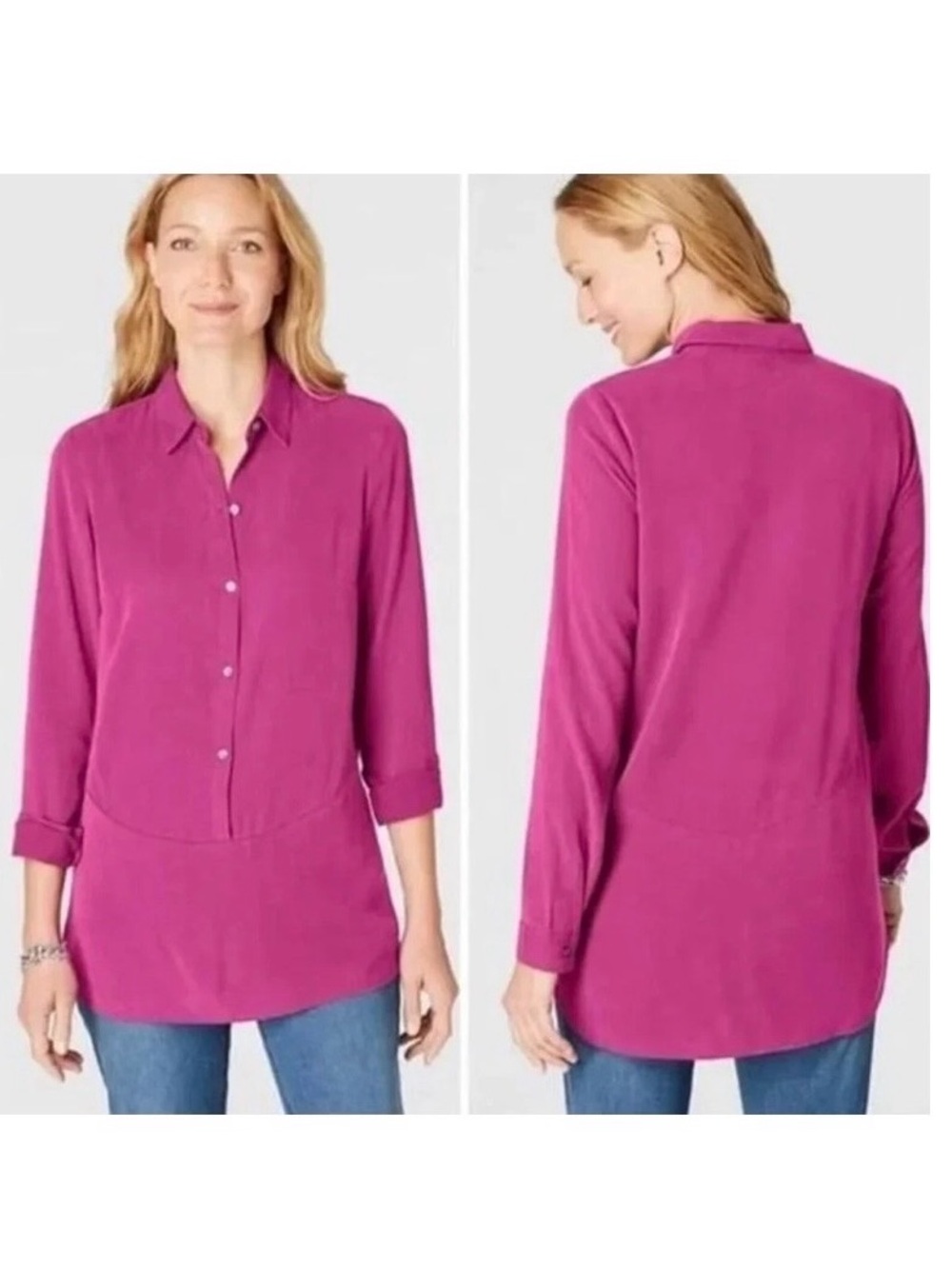 J. Jill Popover Lyocell Top Womens XS Berry Pink-Purple Minimalist
Tunic
